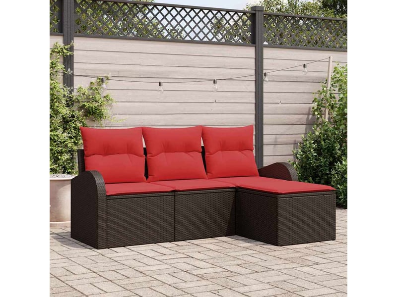 Ensemble de canapés 4 pc marron et rouge polyrotin cf22703 - Conforama B