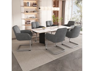 Lot de 6 chaises de salle à manger,45x51x86 cm,cuir microfibre,gris