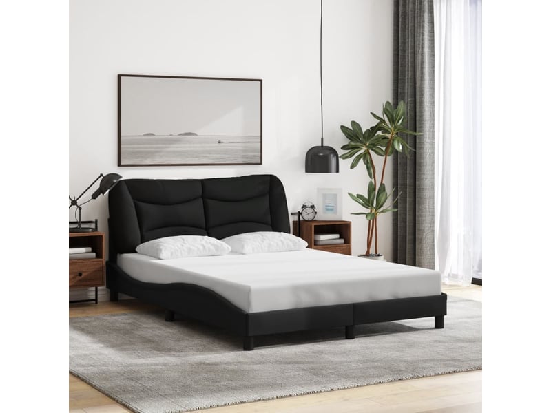  Lit double- lit adulte -  cadre de lit avec led sans matelas hvar noir 140x190 cm tissu  - Conforama C