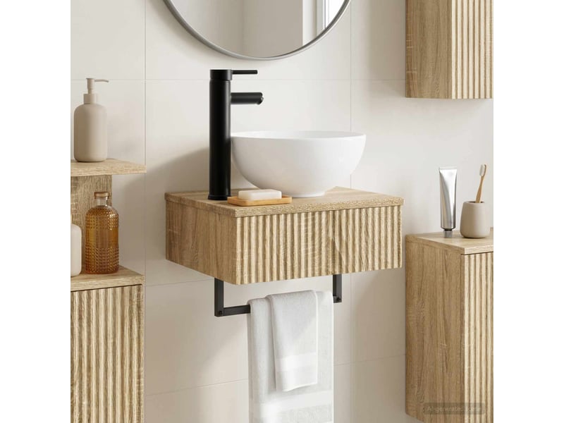 Basin de lavage mural, lavabo chêne sonoma 40x35x39 cm - Conforama B