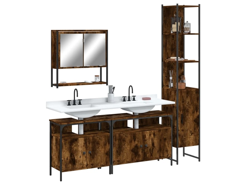 Ensemble de meubles de salle de bain 4 pcs chêne fumé bois cf63852 - Conforama B