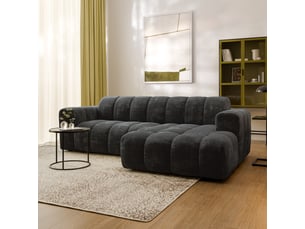 Canapé d'angle droit fixe MASSENO 3 places Tissu LUMO 80