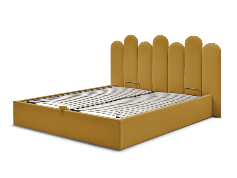  Bobochic lit coffre badja velours jaune 140x190 BADJA - Conforama C