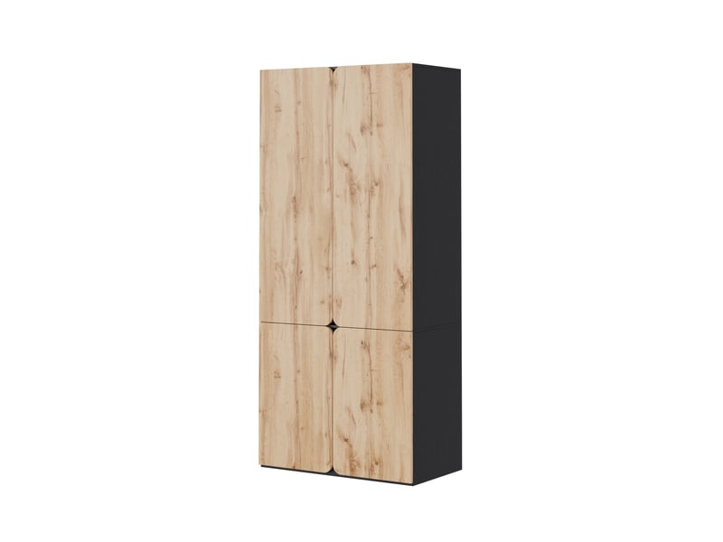 Armoire 4 portes avec penderie et 3 tiroirs 90x50x200 cm, effet chêne - Conforama A