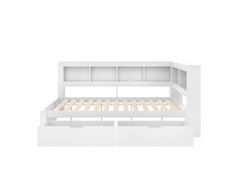  Lit banquette 140x200 lit de jour blanc avec 2 tiroirs et ports usb  - Conforama R