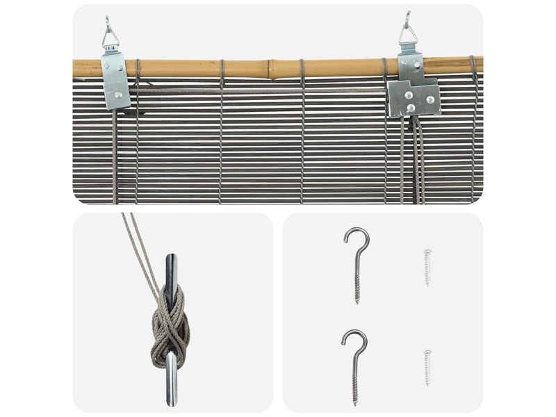  Store enrouleur, store à rouleau gris 40 x 160 cm bambou cf45252  - Conforama D