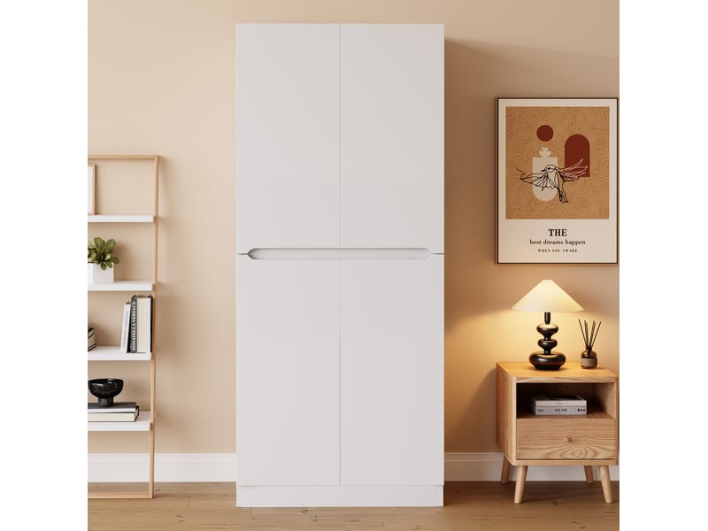  Armoire 2 portes 70 x 40 x 170 cm avec penderie et compartiments, blanche  - Conforama D