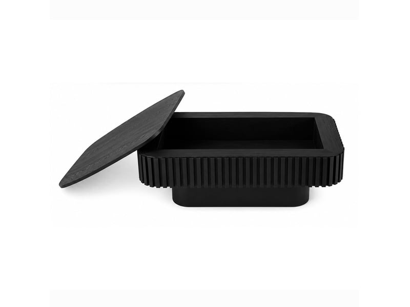  Table basse rectangulaire 98x60x35 cm à rangement caché mdf noir  - Conforama A