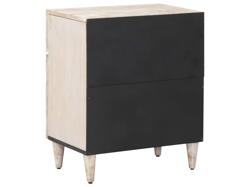  Table de chevet blanc 50 x 33 x 60 cm bois de mangue massif  - Conforama E