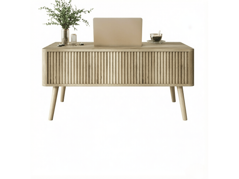  Table basse relevable 91x56 cm avec 2 rangements, finition chêne  - Conforama A