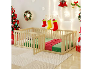 Lit simple 90x200 cm <strong>MERAX</strong>  <strong>lit enfant naturel</strong> coloris naturel