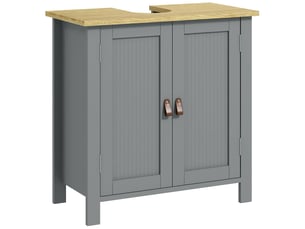 Meuble sous lavabo 2 portes étagère réglable gris 60 x 30 x 60 cm