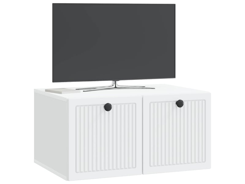  Meuble tv - banc tv - meuble de rangement mural blanc 59,5 x 41 x 30 cm bois d'ingénierie  - Conforama C