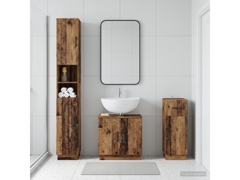 Ensemble de meuble de salle de bain 3 pièces hoorn bois ancien cf63470 - Conforama B