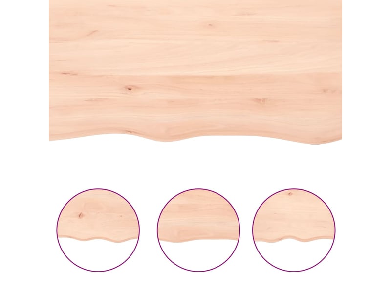  Dessus de table, plateau de table bois chêne massif non traité bordure assortie  - Conforama E