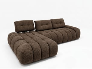Canapé d'angle gauche fixe <strong>BOBOCHIC</strong> <strong>APOLLON</strong> 3 places Tissu Marron