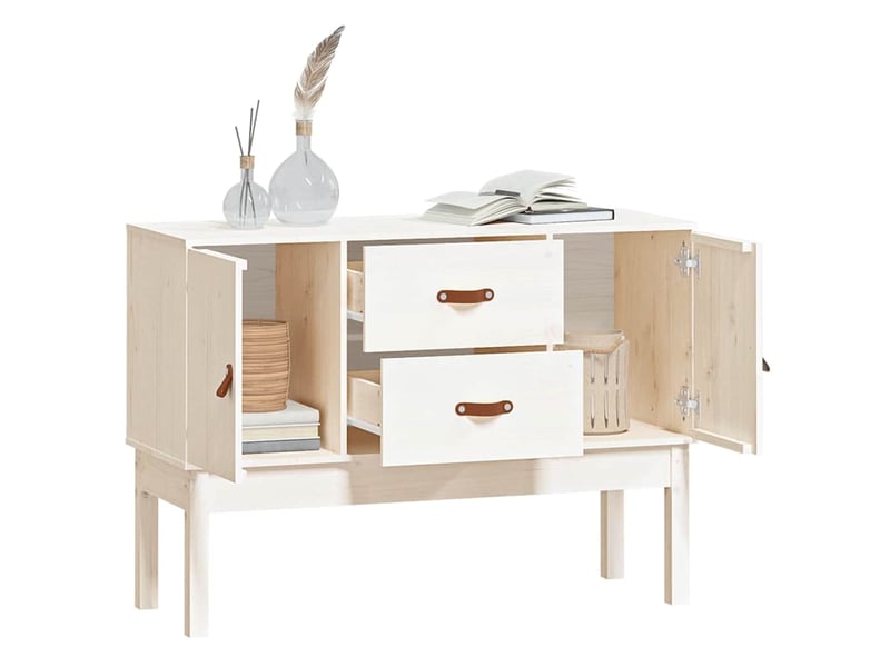 Buffet - bahut - meuble de rangement blanc 110x40x78 cm bois massif de pin  - Conforama D