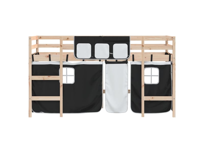  Lit mezzanine pour enfants - lit jeune avec rideaux sans matelas 80x200 cm  - Conforama E