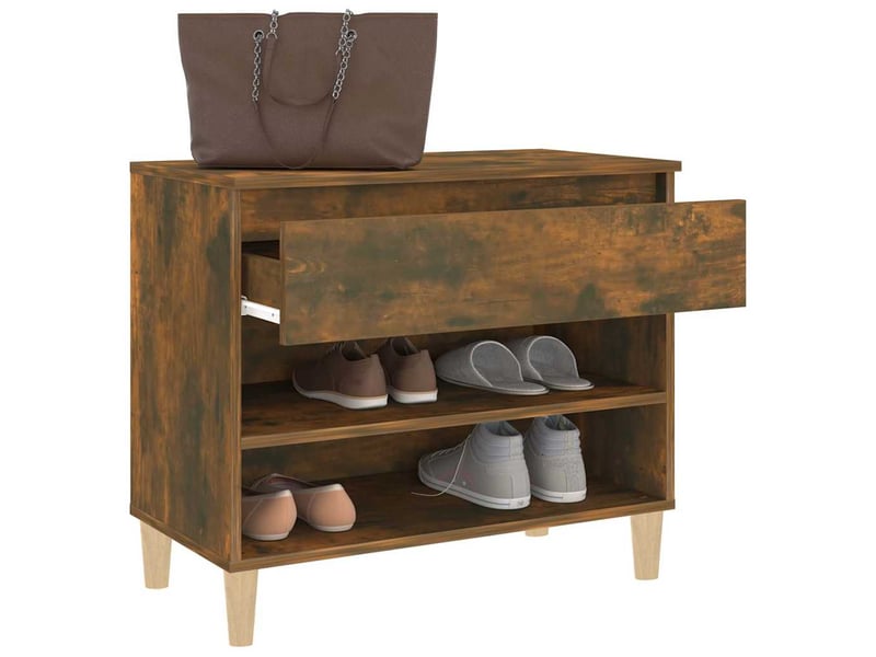  Meuble à chaussure | armoire à chaussures chêne fumé 70x36x60 cm bois d'ingénierie shl9491  - Conforama E