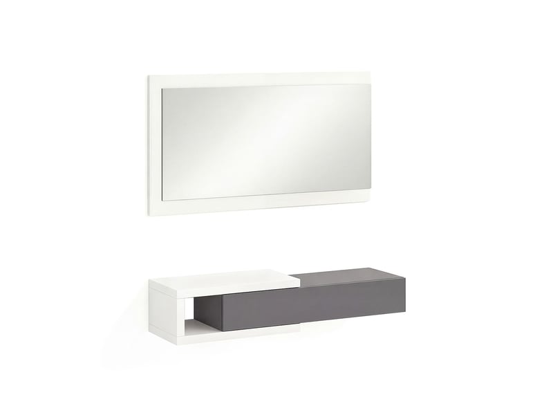 Armoire de couloir derek avec miroir blanco artik (blanco mate) - gris grafito 95 x 19 x 26 cm REC26A01AG - Conforama B