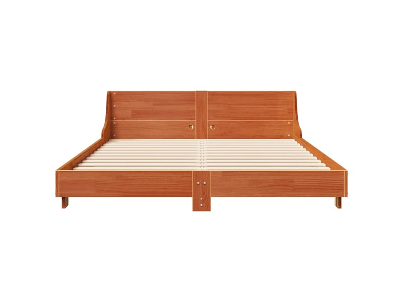  Lit double- lit adulte -  cadre de lit sans matelas  marron 160x200cm bois pin massif  - Conforama C