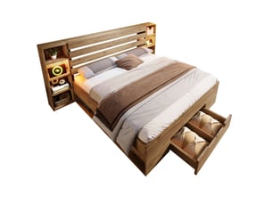Lit avec rangement 160x200 cm HAUSS SPOLE   coloris bois clair