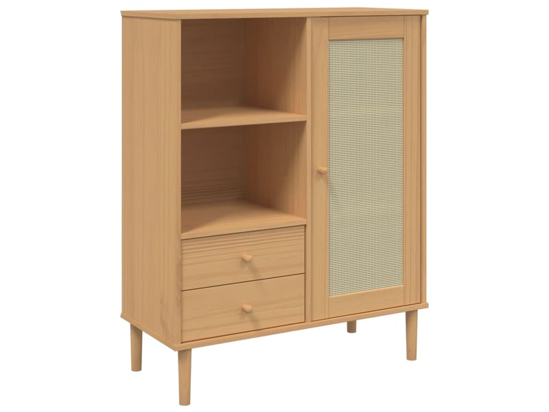  Buffet - bahut - meuble de rangement senja aspect rotin marron 90x40x112cm bois massif de pin  - Conforama A