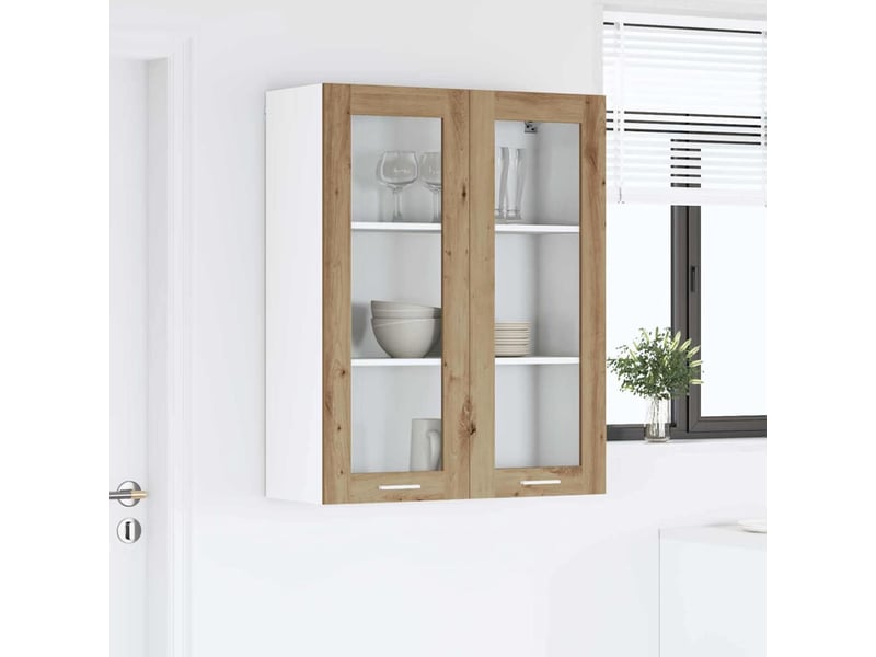 Meuble de rangement cuisine, armoire suspendue chêne artisanal 80x31x100cm shl2262 - Conforama D