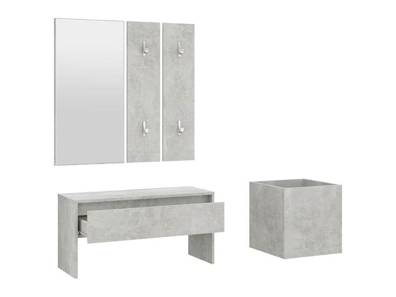  Ensemble de meubles de couloir gris béton bois d'ingénierie shl56520  - Conforama E