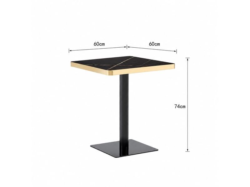  Table à manger carrée,60x60x74 cm,pied métal,mdf,noir effet marbre  - Conforama C