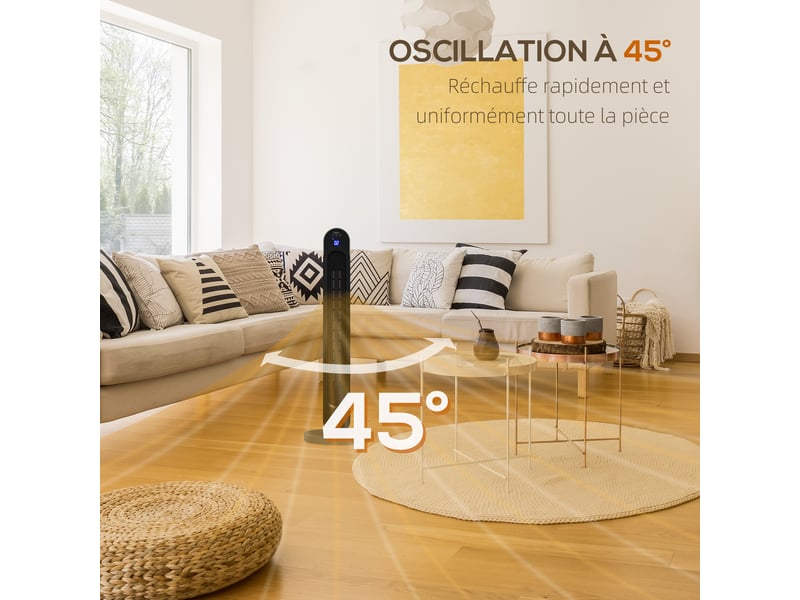  Chauffage soufflant oscillant 11002200 w - mini radiateur céramique ptc - chauffage d'appoint - télécommande incluse  - Conforama W