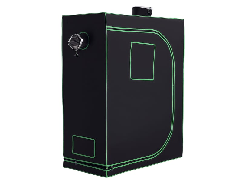 Serre hydroponique en mylar avec aérations réglables pour la culture en intérieur, 120 x 60 x 150 cm, noire - Conforama A