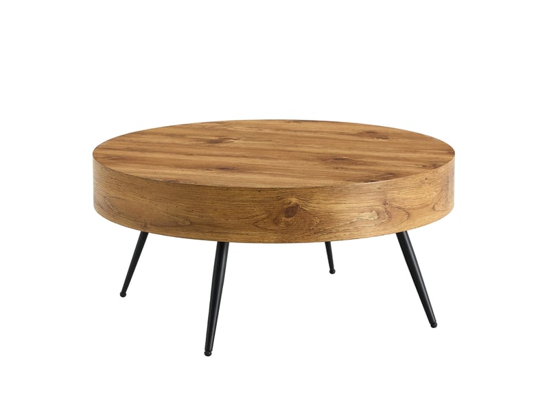 Table basse ronde 70x70x35,5 cm en mdf et métal, bois et noir - Conforama B