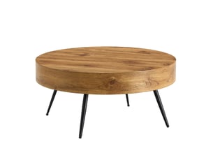Table basse ronde 70x70x35,5 cm en mdf et métal, bois et noir