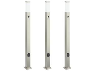 Lot de 3 borne lumineuse avec détecteur et prise 110 cm acier inoxydable ip44 shl81868