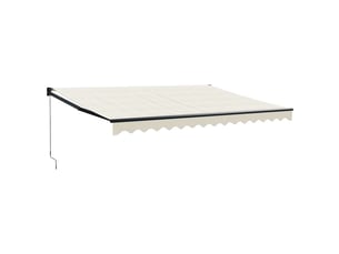 Auvent rétractable, store banne, marquise crème 4x3 m tissu et aluminium