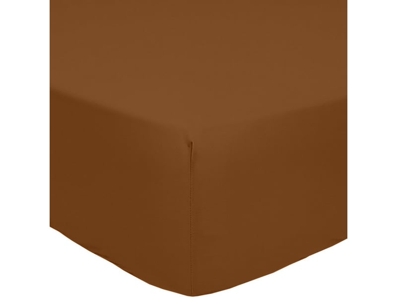  Drap housse 180x200+30 cm percale de coton ocre PD25597 - Conforama A