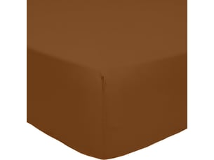 Drap housse 180x200+30 cm percale de coton ocre