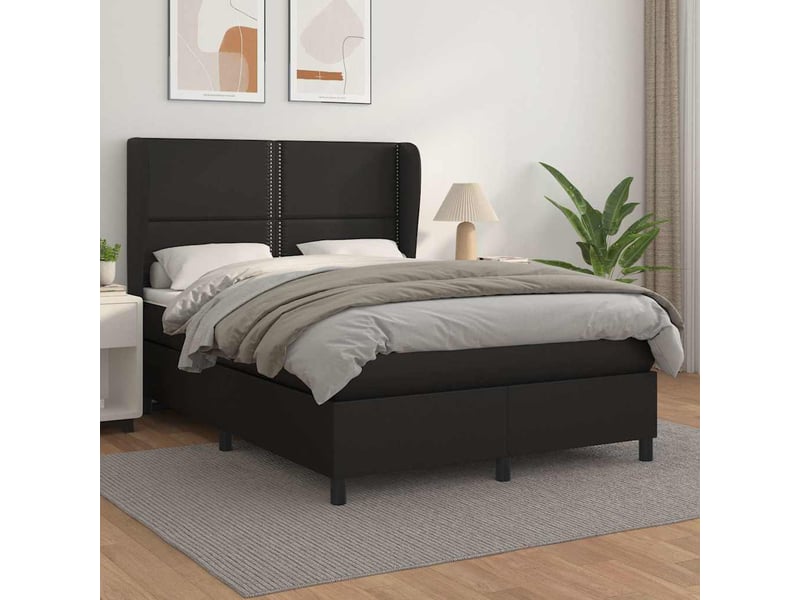  Lit cadre sommier lattes noir similicuir matelas confort design 140x200cm chambre adulte  - Conforama B