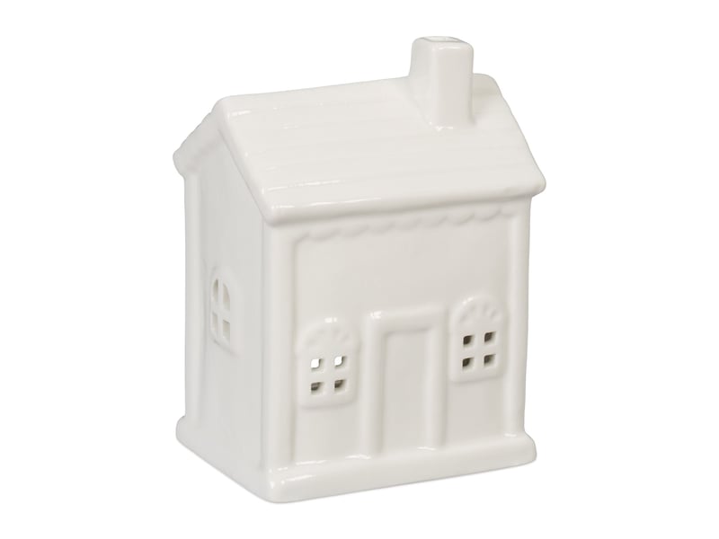  Photophore en forme de maison ambiance cosy déco intérieur 18 x 12 x 12 cm en porcelaine blanche 13_0015193  - Conforama A