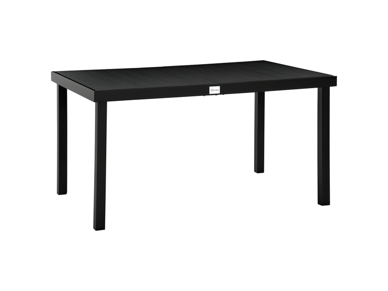  Table jardin rectangulaire 6 pers., repas extérieur 140x90x74 cm, lattes, aluminium, terrassebalcon, noire.  - Conforama A