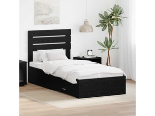 Lit adulte, lit simple, cadre de lit chêne noir 90x200cm bois d'ingénierie cf6145