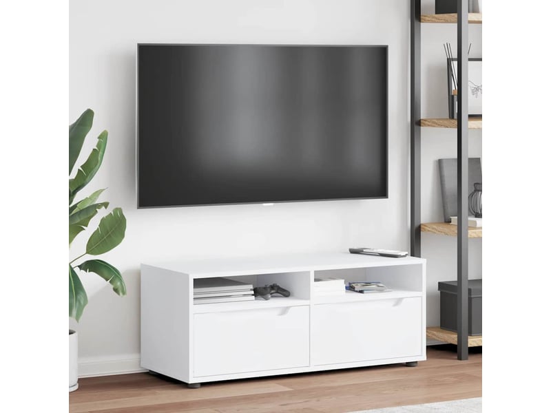  Meuble tv - banc tv - meuble de rangement visnes blanc 100x40x38 cm bois d'ingénierie  - Conforama D