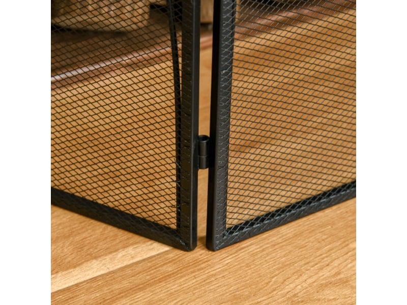 Pare-feu de cheminée noir en métal à 3 panneaux, pliable, 126x76 cm, protection du foyer - Conforama E