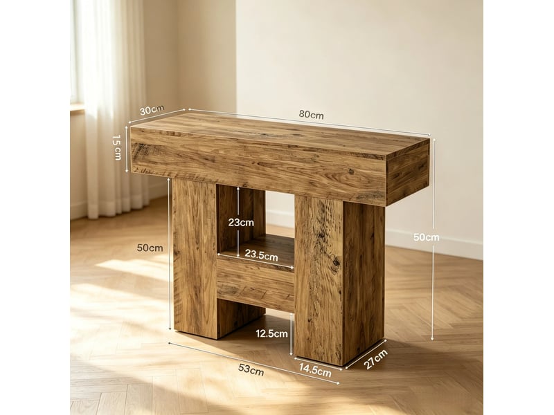  Table d'appoint étroite 80 x 30 x 65 cm – marron – étagère ouverte avec rangement pratique à deux niveaux  - Conforama C