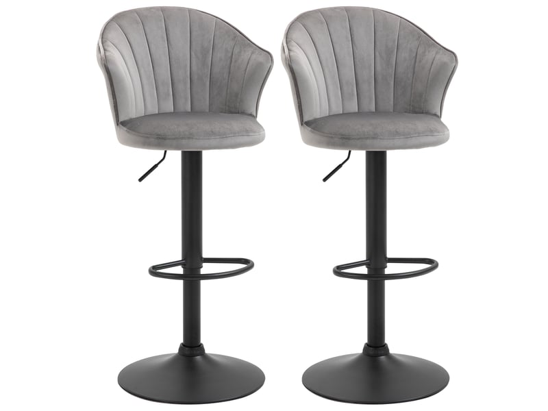  Lot de 2 tabourets de bar réglables,54x56x91-111 cm,avec dossier,tissu,gris  - Conforama A