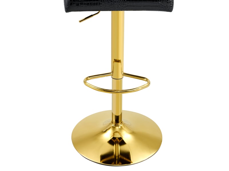  Tabouret de bar en cuir pvc effet crocodile avec dossier capitonné et finition cristal, noir  - Conforama E