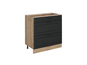 Vicco meuble cuisine, anthracite campagnechêne doré, 80cm avec 3 tiroirs sans plan de travail