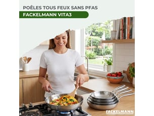 Lot de 2 poêles de cuisson 2024 cm en inox sans pfas fackelmann vita3