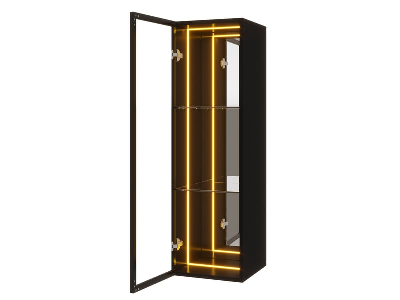 Vitrine 30 x 30 x 90 cm – noir – led, verre trempé et portes à fermeture amortie  - Conforama D